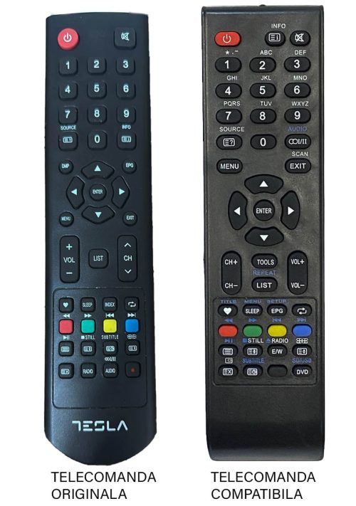 Telecomenzile comercializate sunt compatibile strict cu televizoarele pentru care sunt dedicate: TV Tesla – 32C315SH