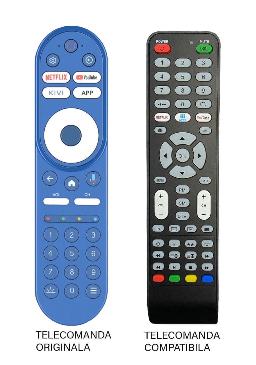 Telecomenzile comercializate sunt compatibile strict cu televizoarele pentru care sunt dedicate: KIWI – 40F760QB