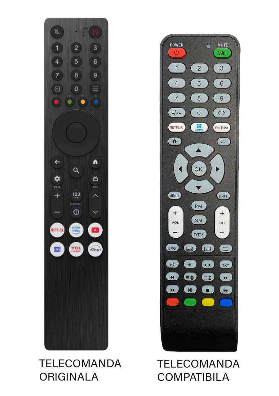 Telecomenzile comercializate sunt compatibile strict cu televizoarele pentru care sunt dedicate: TV TCL– 40V5C;