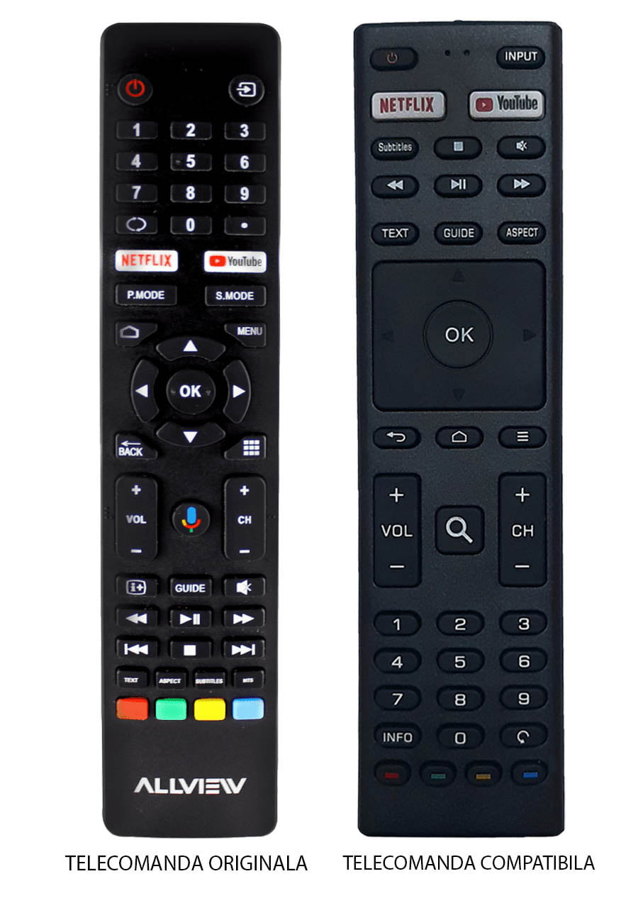 Telecomenzile comercializate sunt compatibile strict cu televizoarele pentru care sunt dedicate: Allview   50ePLAY6100-U si 43ePLAY6100-U