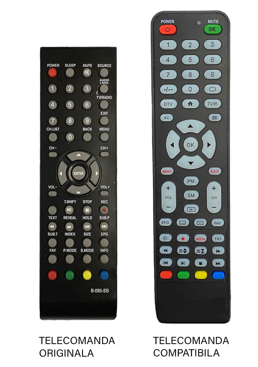 Telecomenzile comercializate sunt compatibile strict cu televizoarele pentru care sunt dedicate:Televizor  Vortex – B-085-SB;