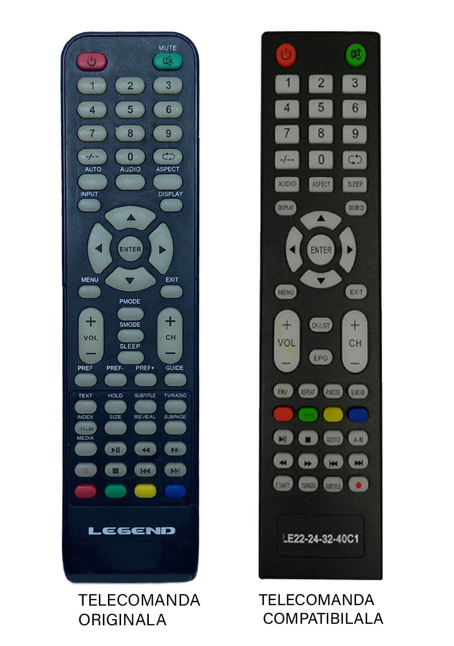 Telecomenzile comercializate sunt compatibile strict cu televizoarele pentru care sunt dedicate: TV Legend – EE-T40;