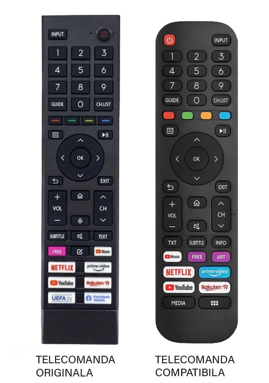 Telecomenzile comercializate sunt compatibile strict cu televizoarele pentru care sunt dedicate:TV Hisense – ERF3B80H