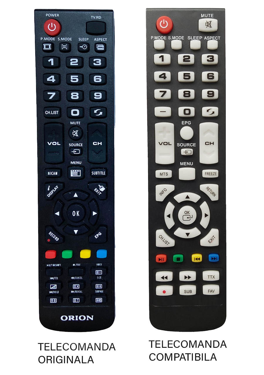 Telecomenzile comercializate sunt compatibile strict cu televizoarele pentru care sunt dedicate: televizor – Orion – LCD