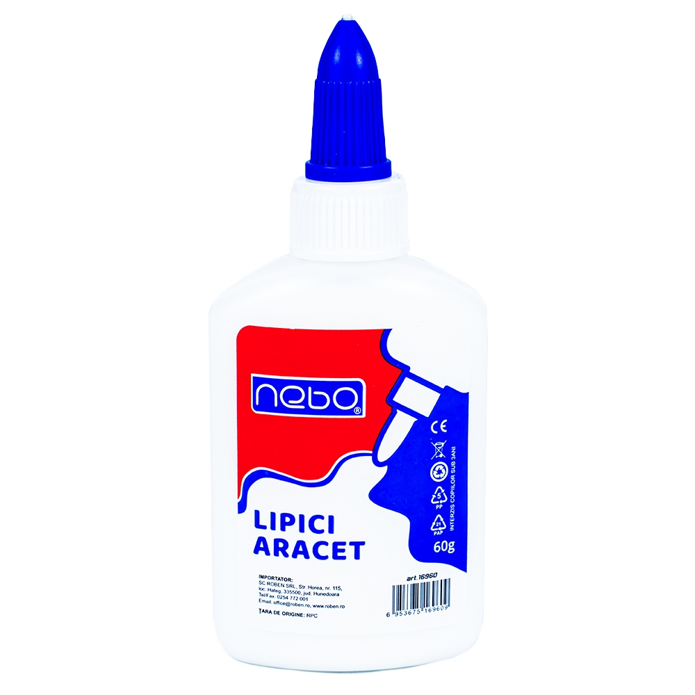 - Lipiciul aracet de culoare alba, 60 g este ambalat in recipient din plastic.- Recipientul este prevazut cu picurator.- Produsul este ambalat in cutie display cu 12 bucati.- Pretul afisat este pentru un recipient.