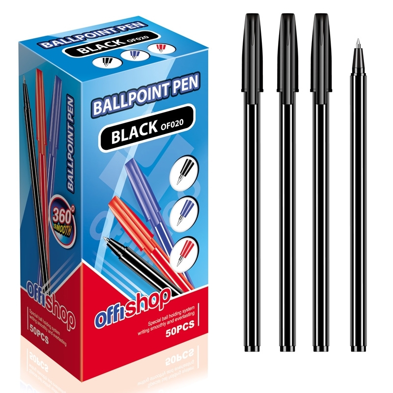 Pix cu capac, mina neagra, 50 buc/set - OFFISHOP- Sistem special cu bila pentru scriere lina,- Ideal pentru utilizare usoara si confortabila,- Culoare mina: neagra.- Produsul este ambalat la cutie cu 50 pixuri.