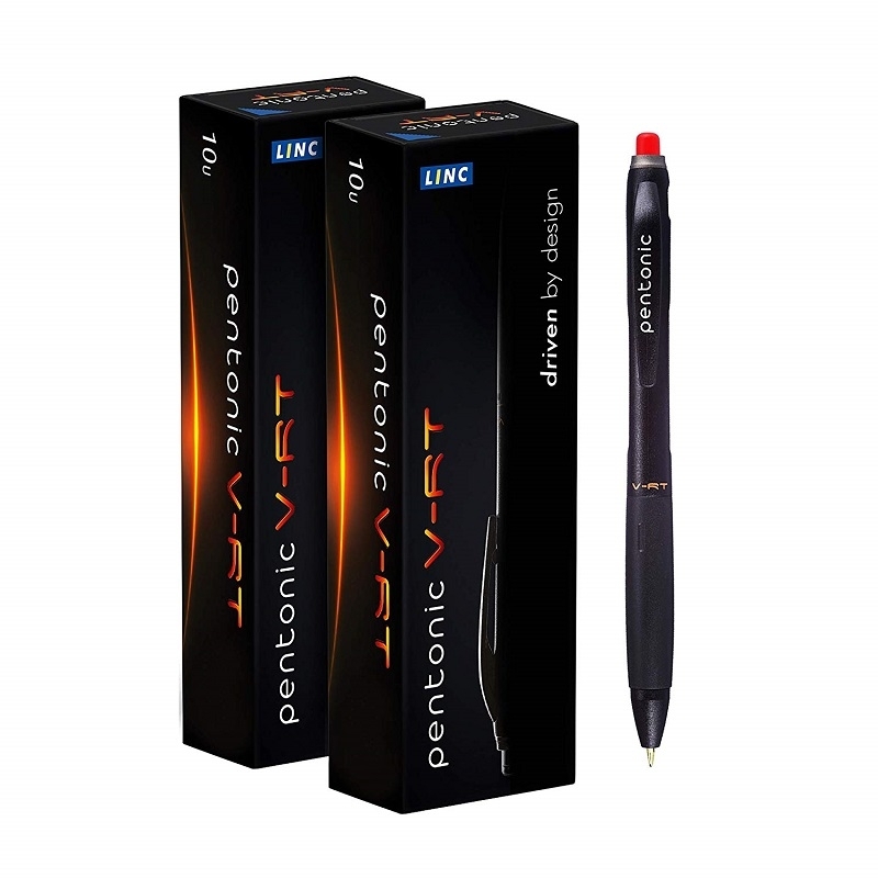 Pixul are: varf de scriere de 0.7 mm, grosime de scriere 0.3 mm, mecanism click performant de deschidere / retractare, grip ergonomic, anti-alunecare, clips personalizat Pentonic, culoare mina rosie. - Produsul este ambalat 12 bucati, in cutie din carton. - Pretul afisat este pentru 1 pix.