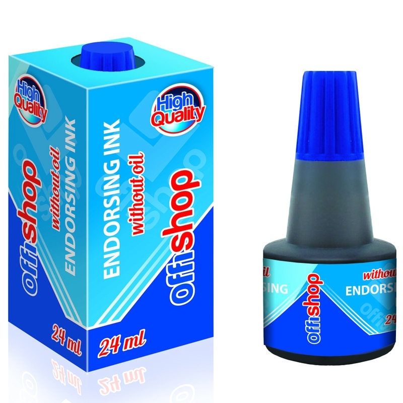 Tus stampila, albastru, 24 ml - OFFISHOP- Recipientul este din plastic prevazut cu picurator.- Capacul recipientului este in culoarea tusului (albastru).- Cantitatea de tus este de 24 ml.