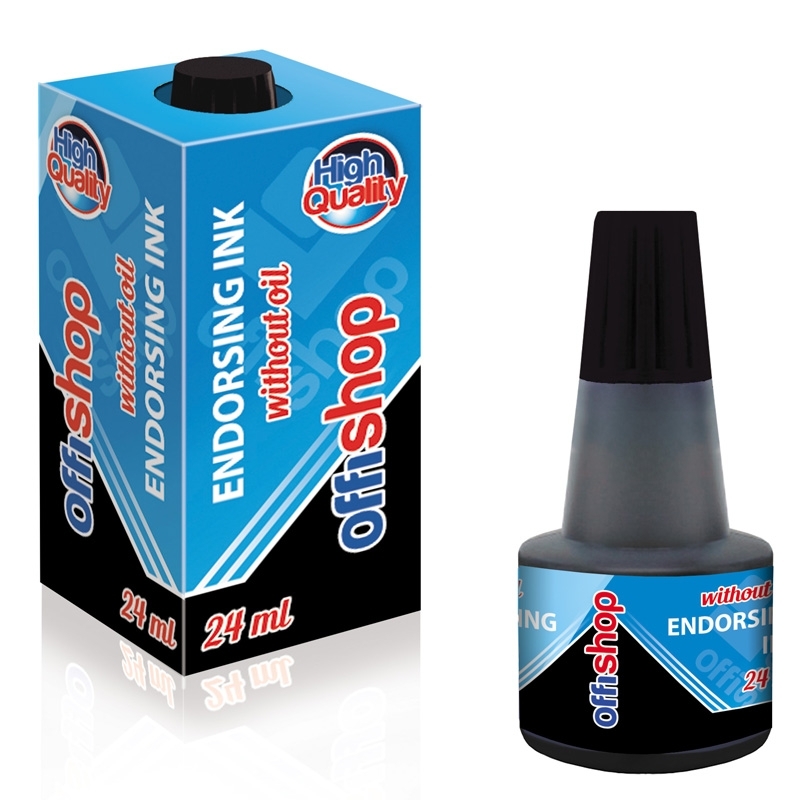 Tus stampila, negru, 24 ml - OFFISHOP- Recipientul este din plastic prevazut cu picurator.- Capacul recipientului este in culoarea tusului (negru).- Cantitatea de tus este de 24 ml.