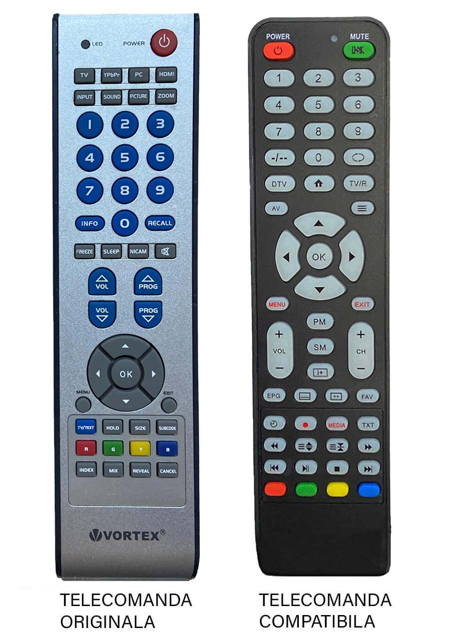 Telecomenzile comercializate sunt compatibile strict cu televizoarele pentru care sunt dedicate: televizor VORTEX – LCD4230;