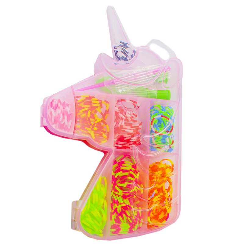 Set creativ elastice, 250 piese, unicorn- Setul contine: elastice 8 culori, precum si instrumente pentru confectionarea accesoriilor dorite - Acest set de elastice este perfect pentru crearea unor bratari- Jucaria este destinata stimularii creativitatii si imaginatiei copiilor- Elasticele sunt ambalate in cutie de plastic, cu multiple compartimente, ideala pentru a depozita elasticele si dupa utilizarea acestora- Nerecomandat copiilor sub 3 ani, contine piese mici, detasabile.